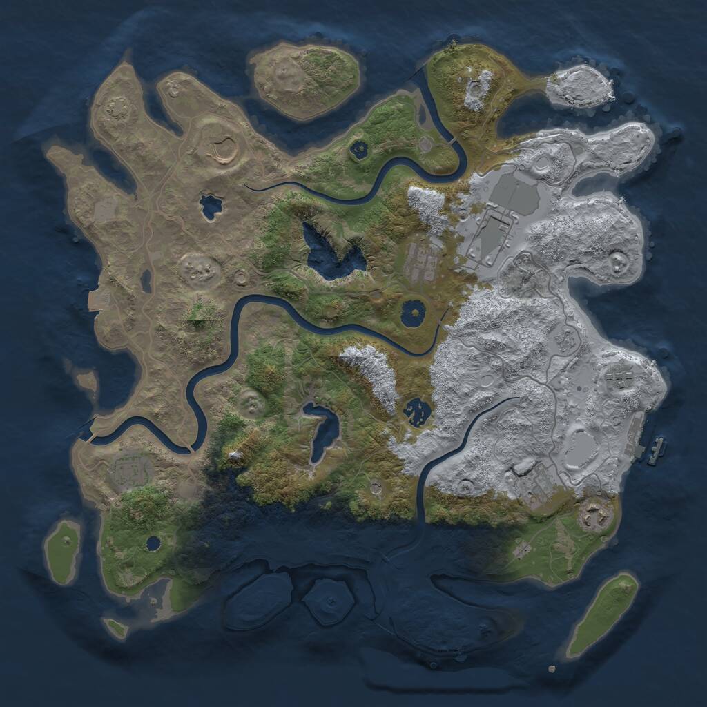 Rust Map: Procedural Map, Size: 4000, Seed: 68321545, 13 Monuments