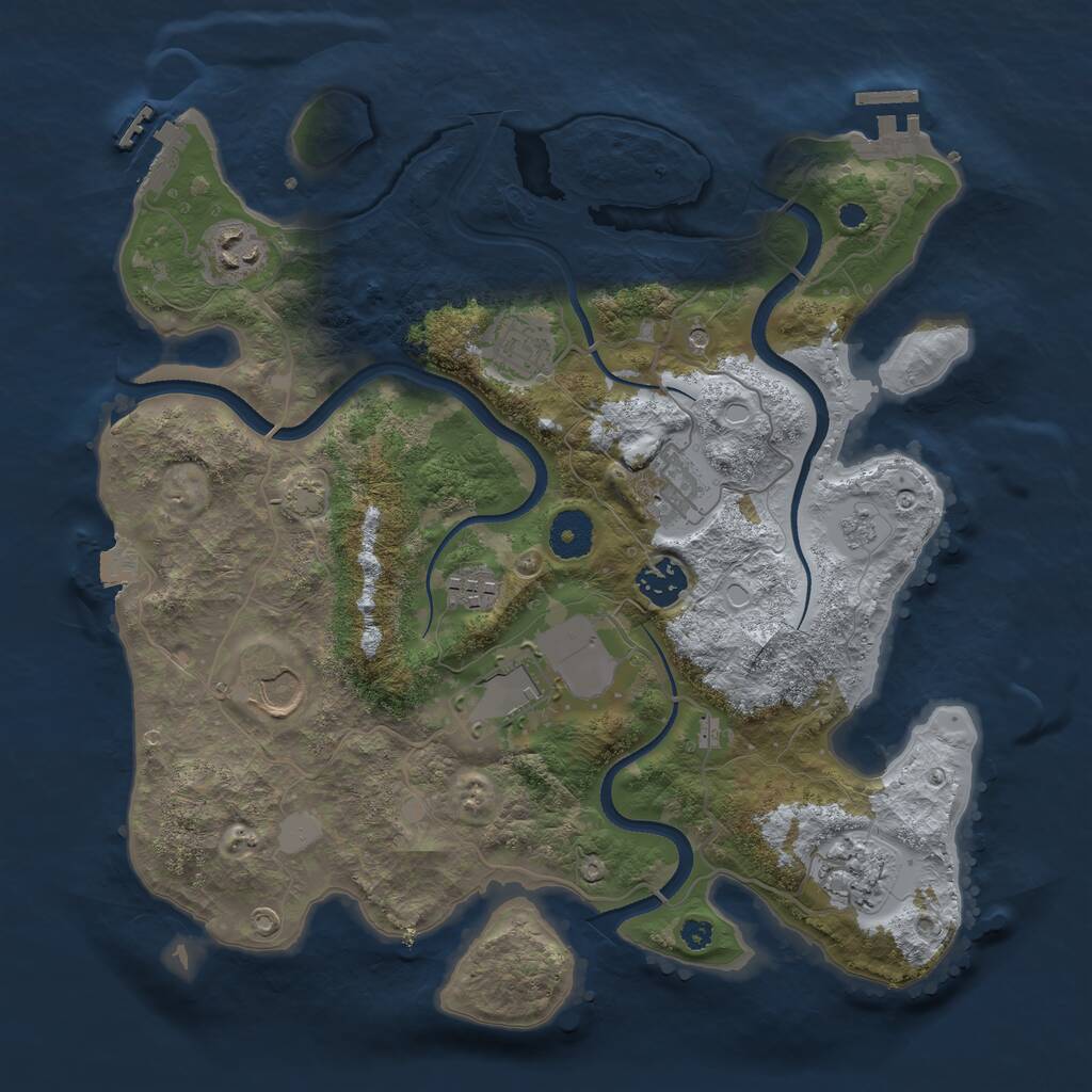 Rust Map: Procedural Map, Size: 3500, Seed: 522630639, 14 Monuments