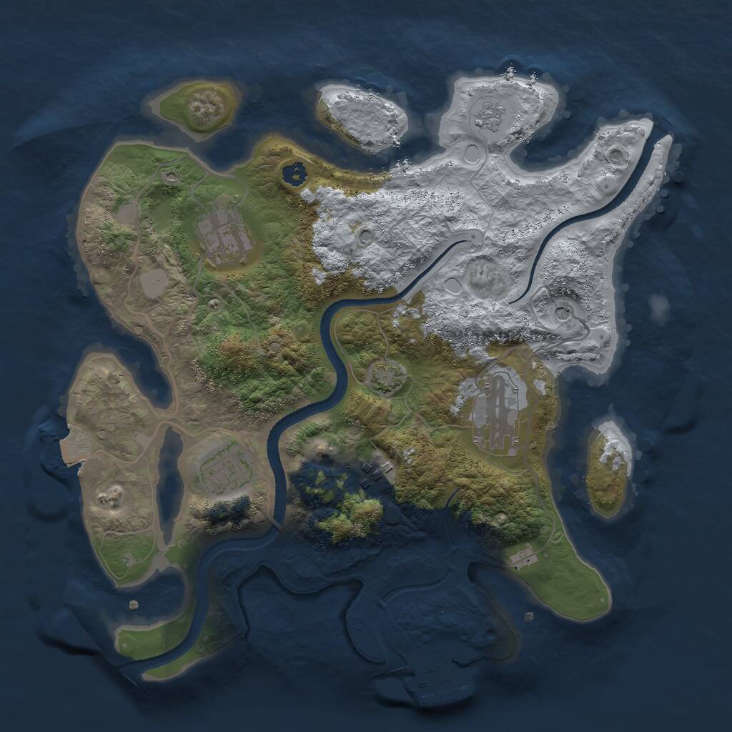 Rust Map: Procedural Map, Size: 3000, Seed: 1842388441, 9 Monuments