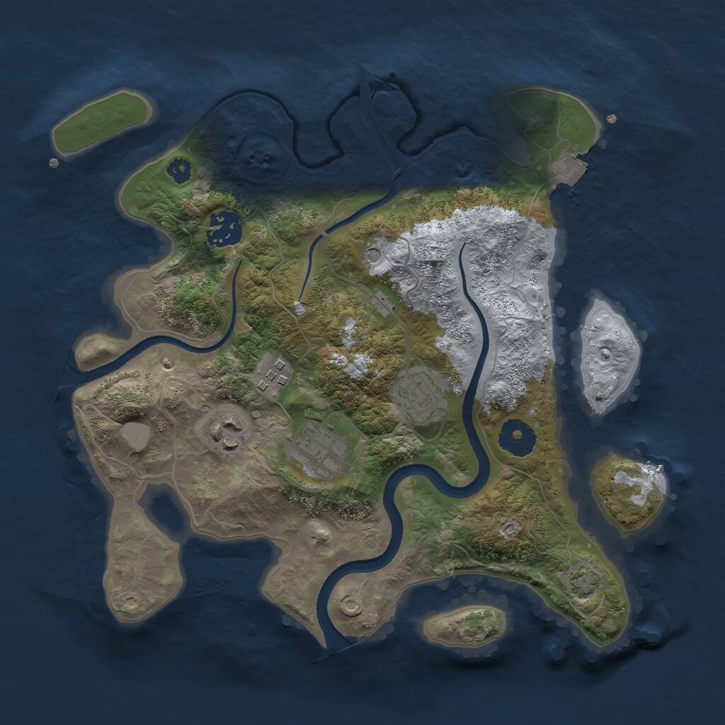 Rust Map: Procedural Map, Size: 3000, Seed: 552534571, 8 Monuments