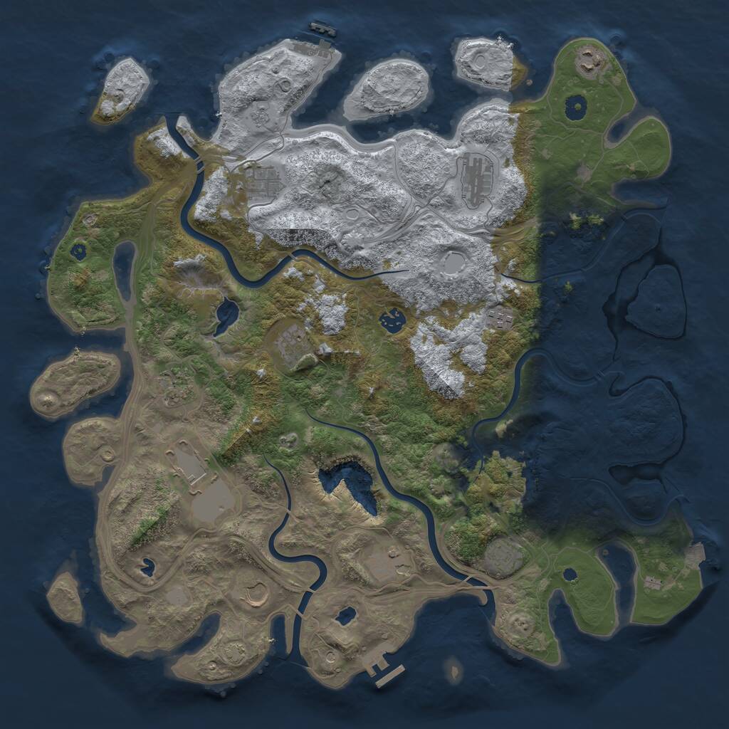 Rust Map: Procedural Map, Size: 4500, Seed: 875334537, 17 Monuments