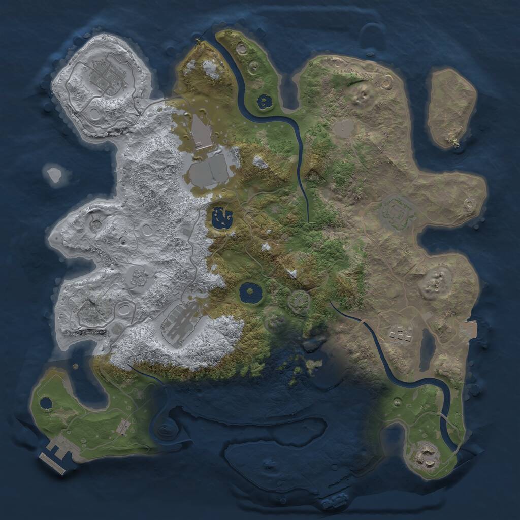 Rust Map: Procedural Map, Size: 3500, Seed: 343752552, 14 Monuments