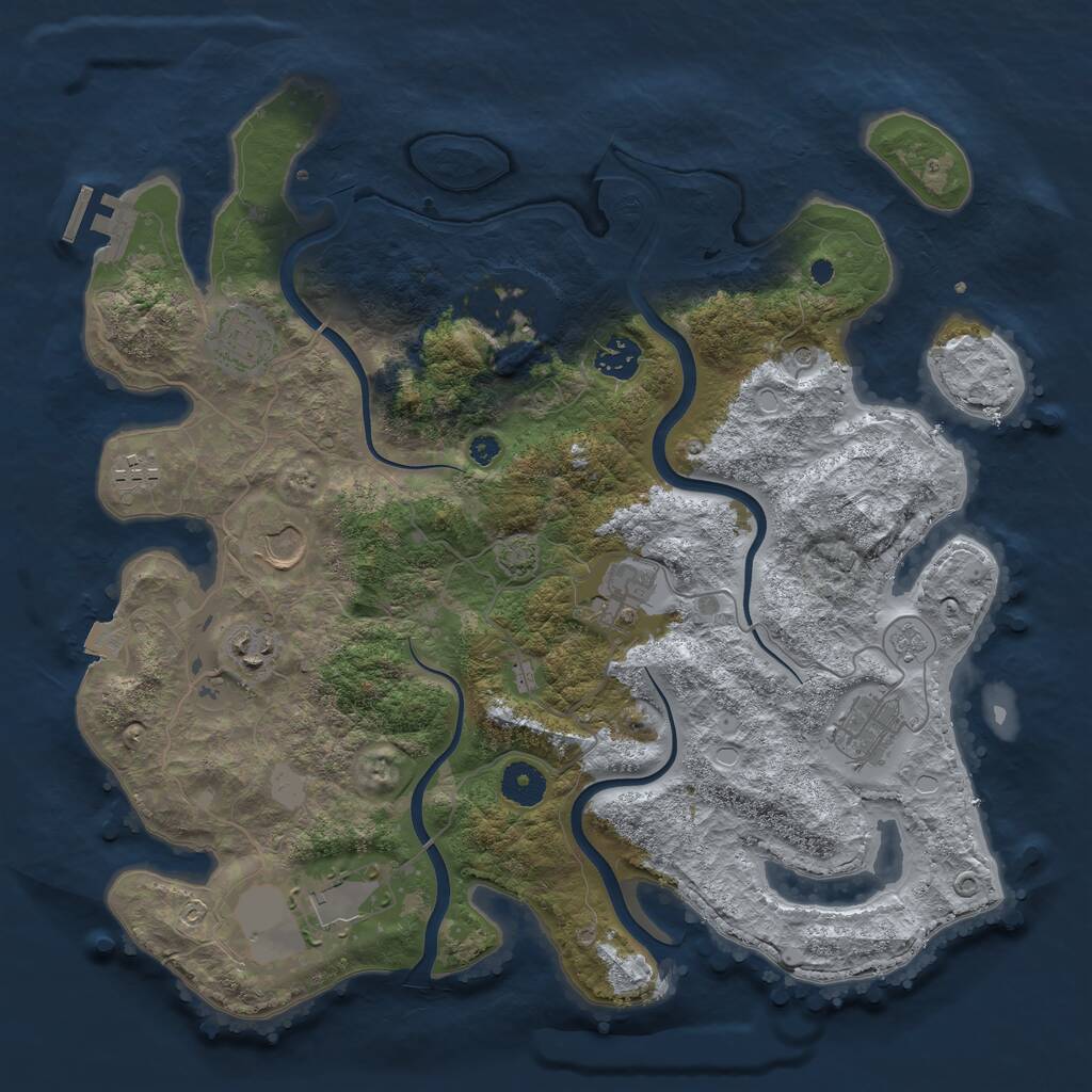 Rust Map: Procedural Map, Size: 3750, Seed: 959579693, 14 Monuments