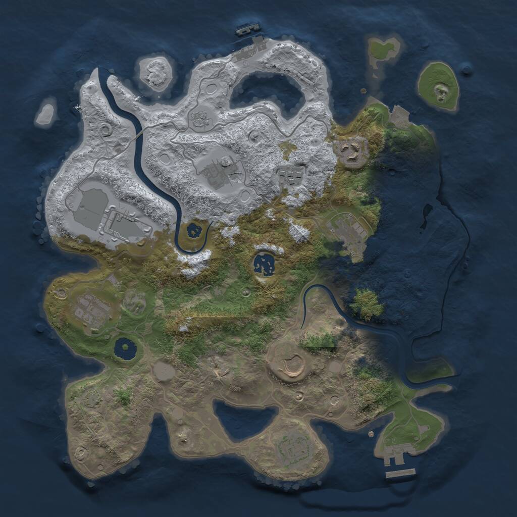 Rust Map: Procedural Map, Size: 3500, Seed: 36592, 15 Monuments