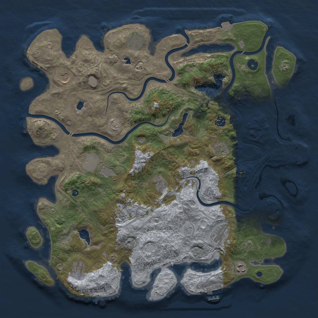 Rust Map: Procedural Map, Size: 4500, Seed: 689241086, 17 Monuments