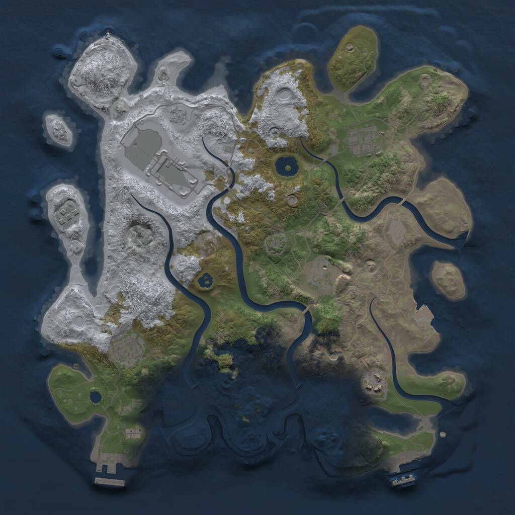 Rust Map: Procedural Map, Size: 3500, Seed: 1242495495, 12 Monuments