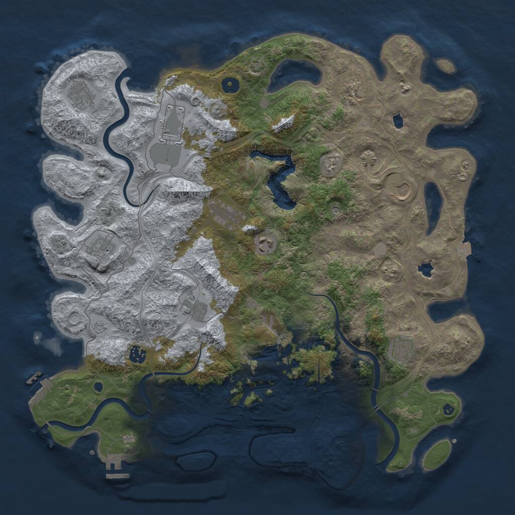 Rust Map: Procedural Map, Size: 4500, Seed: 662035475, 17 Monuments