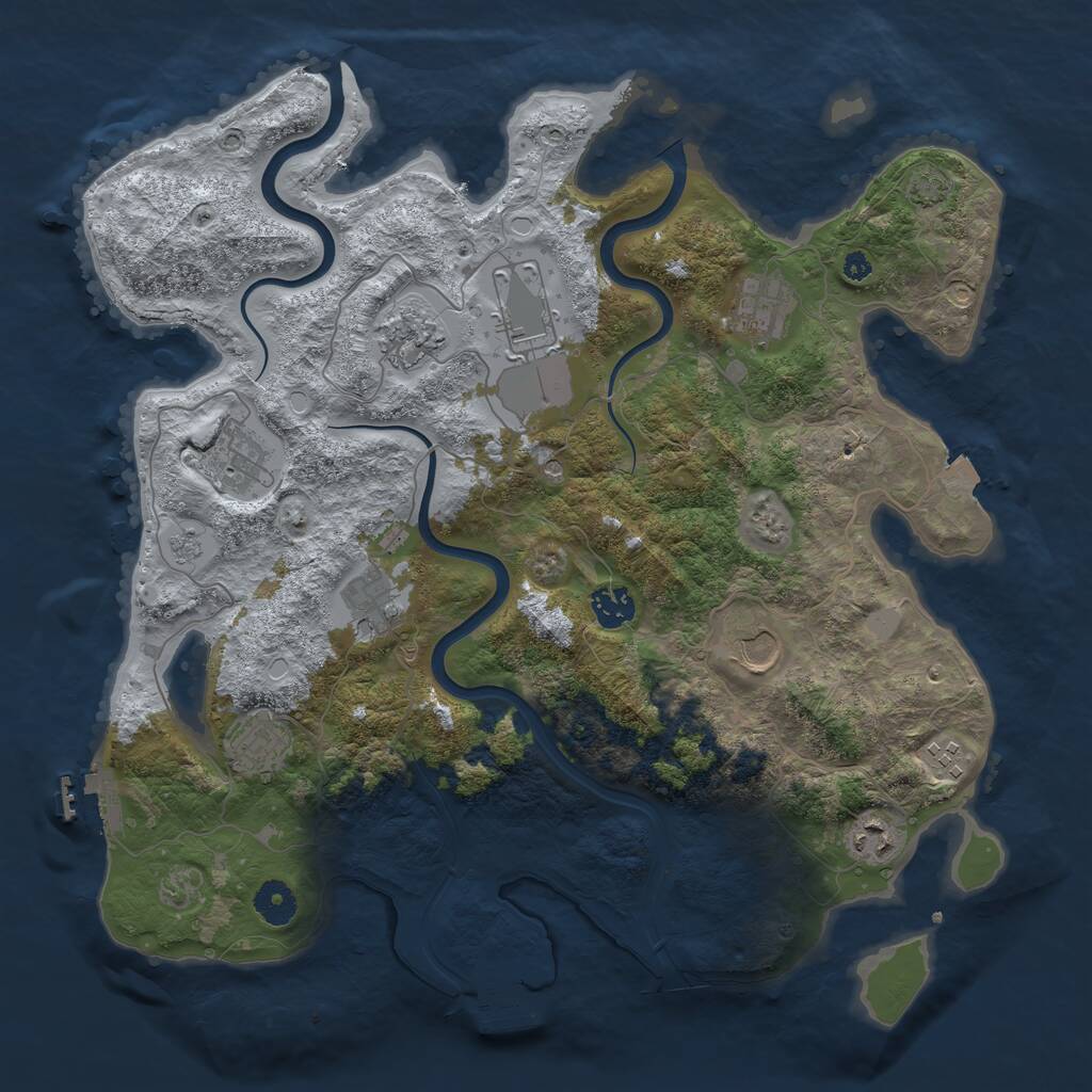 Rust Map: Procedural Map, Size: 3850, Seed: 1818936148, 16 Monuments