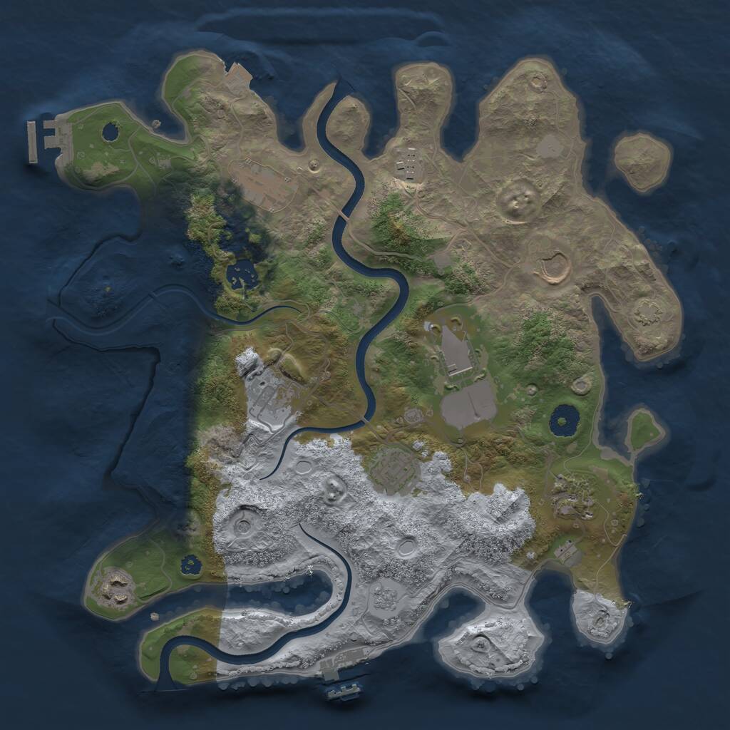 Rust Map: Procedural Map, Size: 3500, Seed: 44327642, 15 Monuments