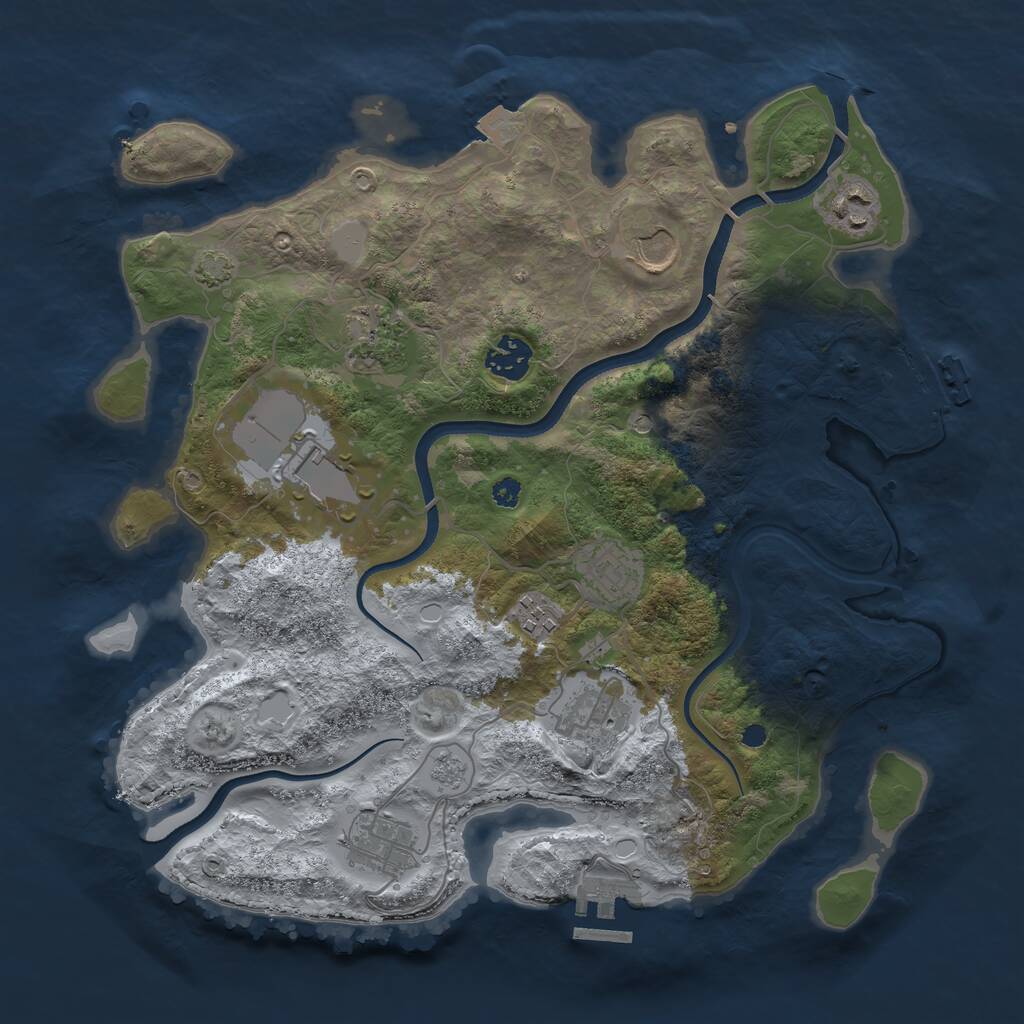 Rust Map: Procedural Map, Size: 3500, Seed: 819160846, 15 Monuments