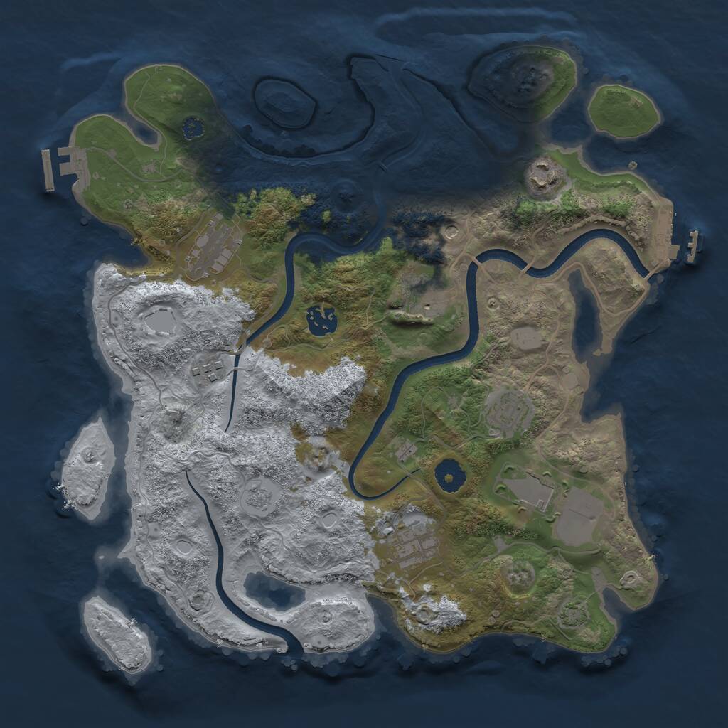 Rust Map: Procedural Map, Size: 3500, Seed: 1265834337, 14 Monuments