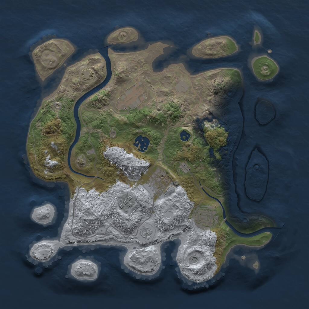 Rust Map: Procedural Map, Size: 3000, Seed: 164239182, 9 Monuments