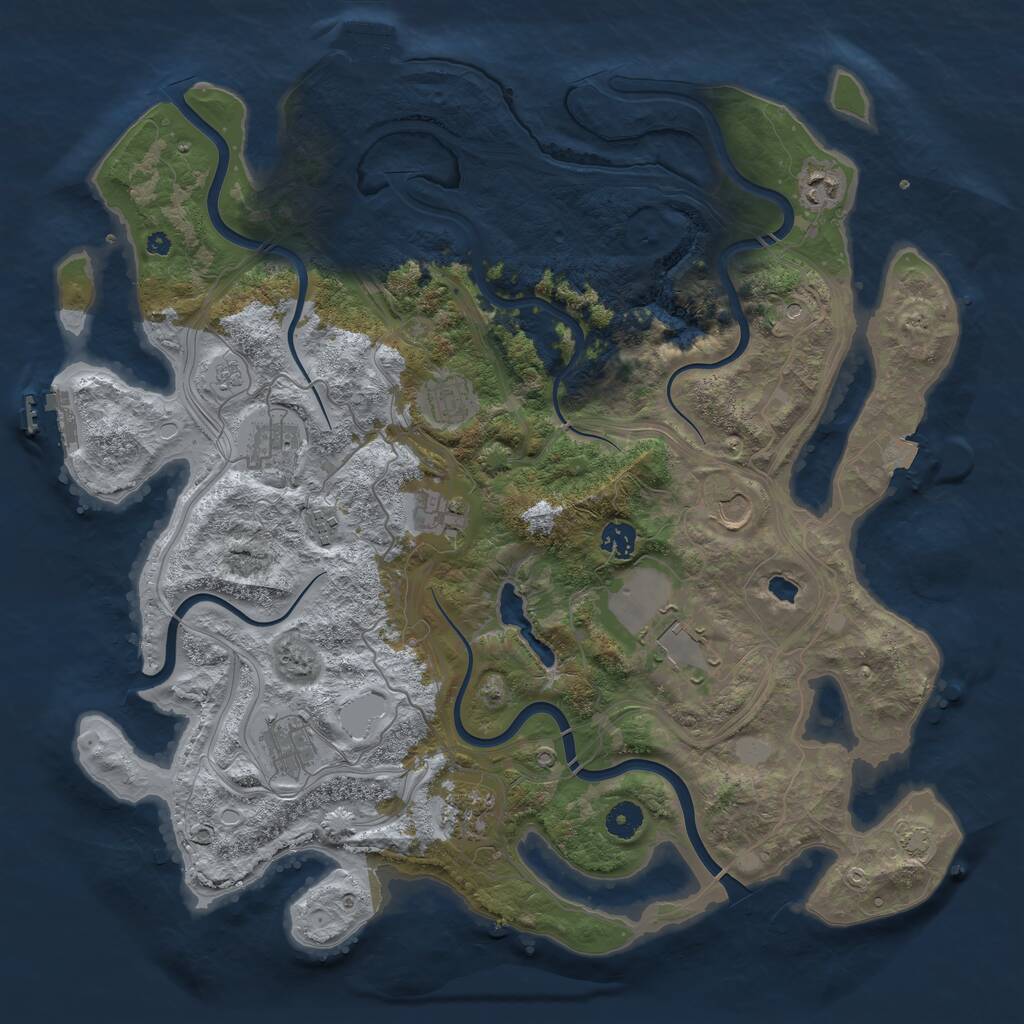 Rust Map: Procedural Map, Size: 4250, Seed: 1104347892, 16 Monuments