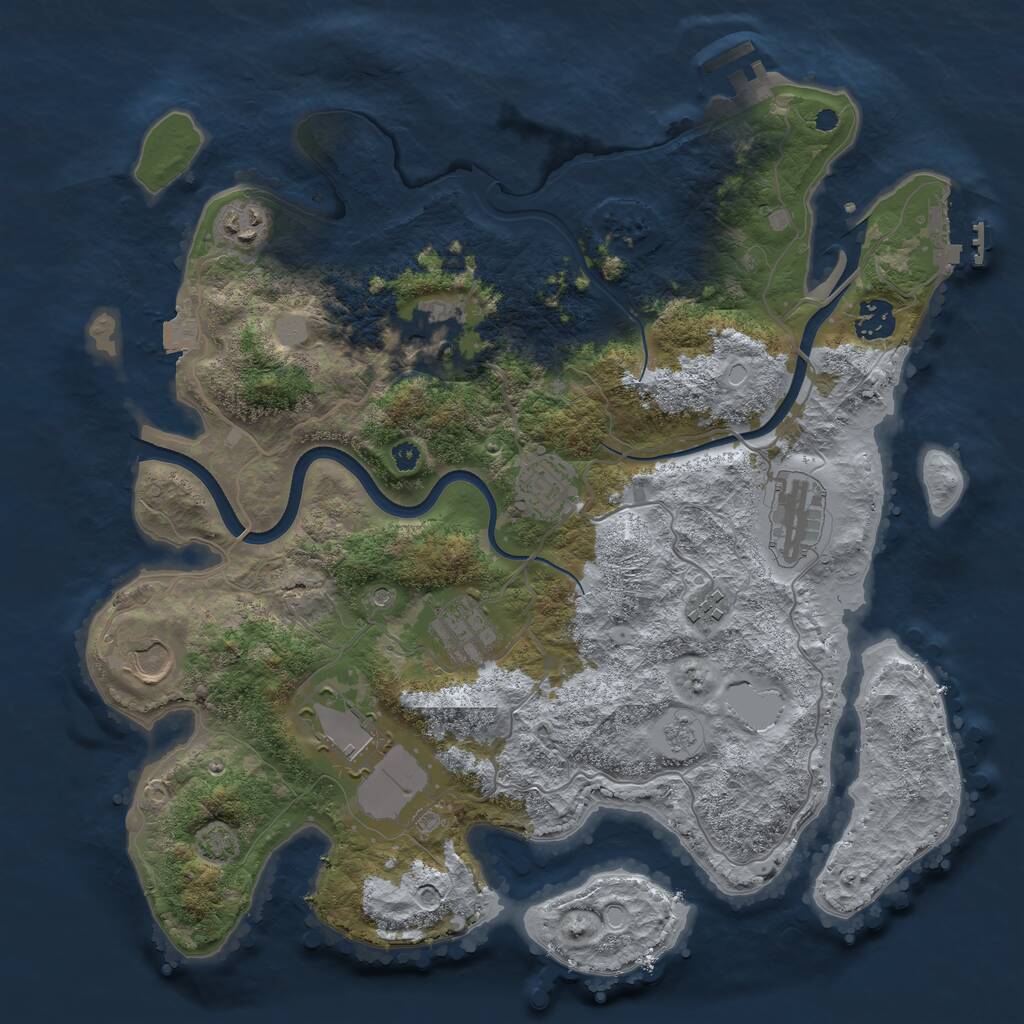 Rust Map: Procedural Map, Size: 3700, Seed: 1276465787, 15 Monuments