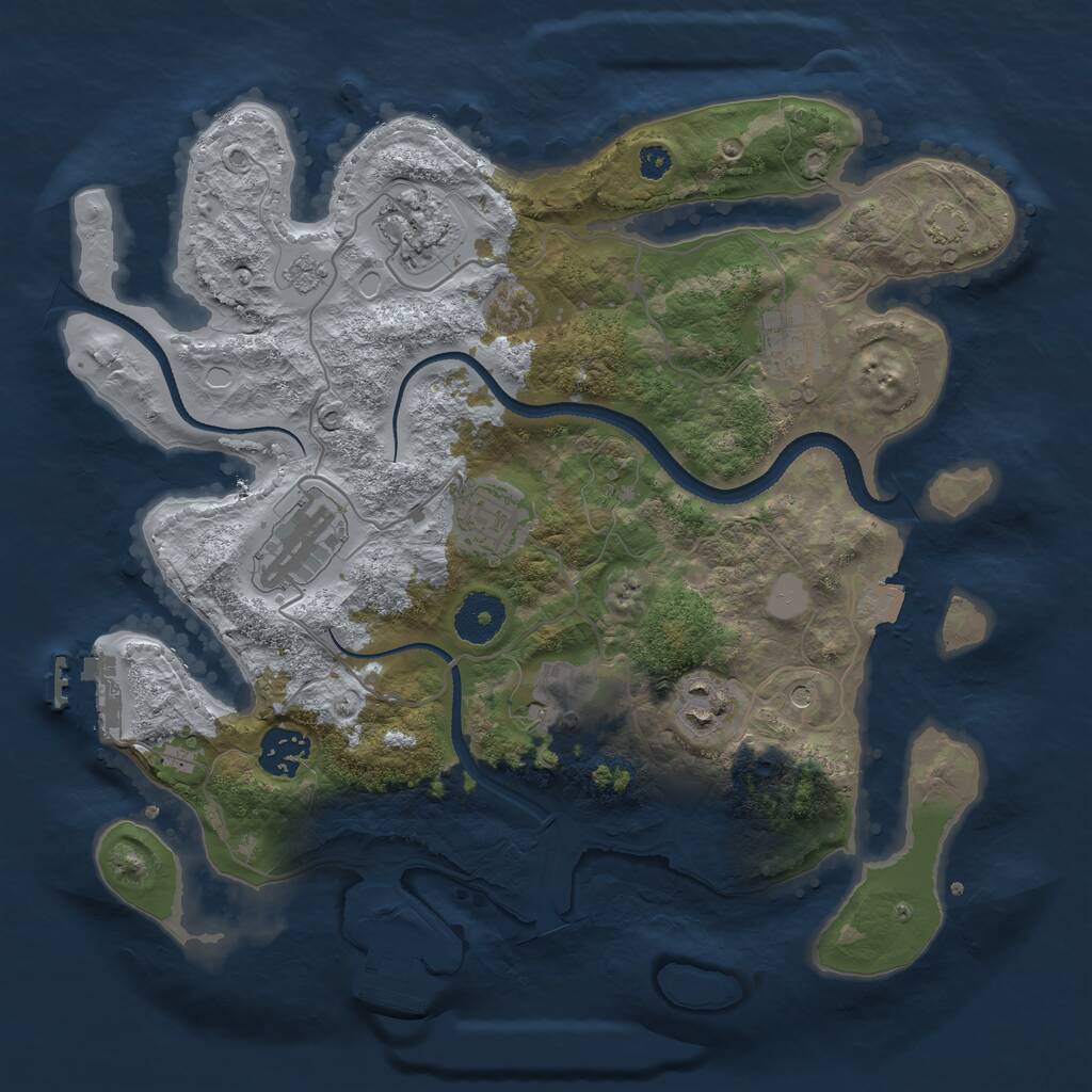 Rust Map: Procedural Map, Size: 3275, Seed: 1945, 13 Monuments