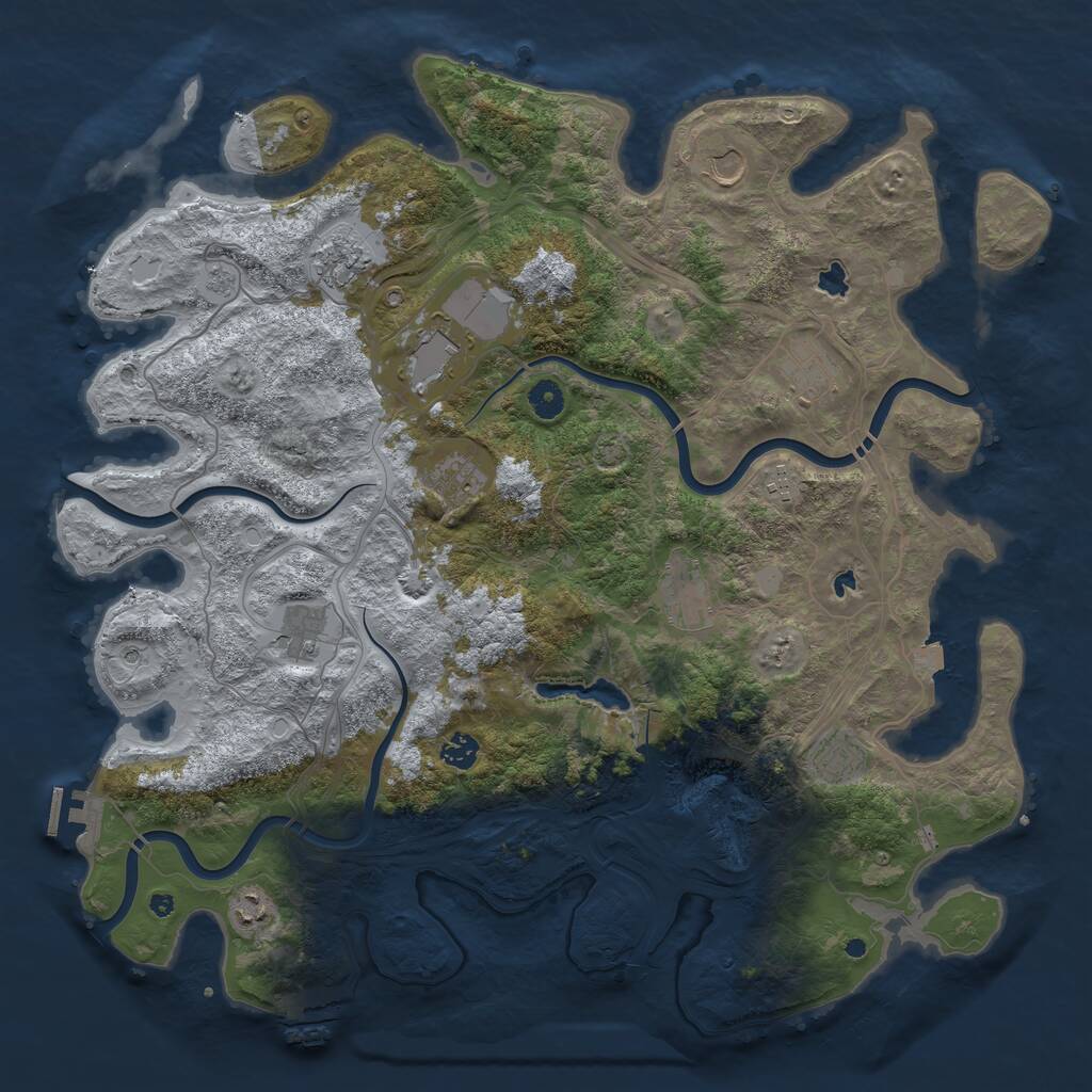 Rust Map: Procedural Map, Size: 4500, Seed: 391484379, 17 Monuments