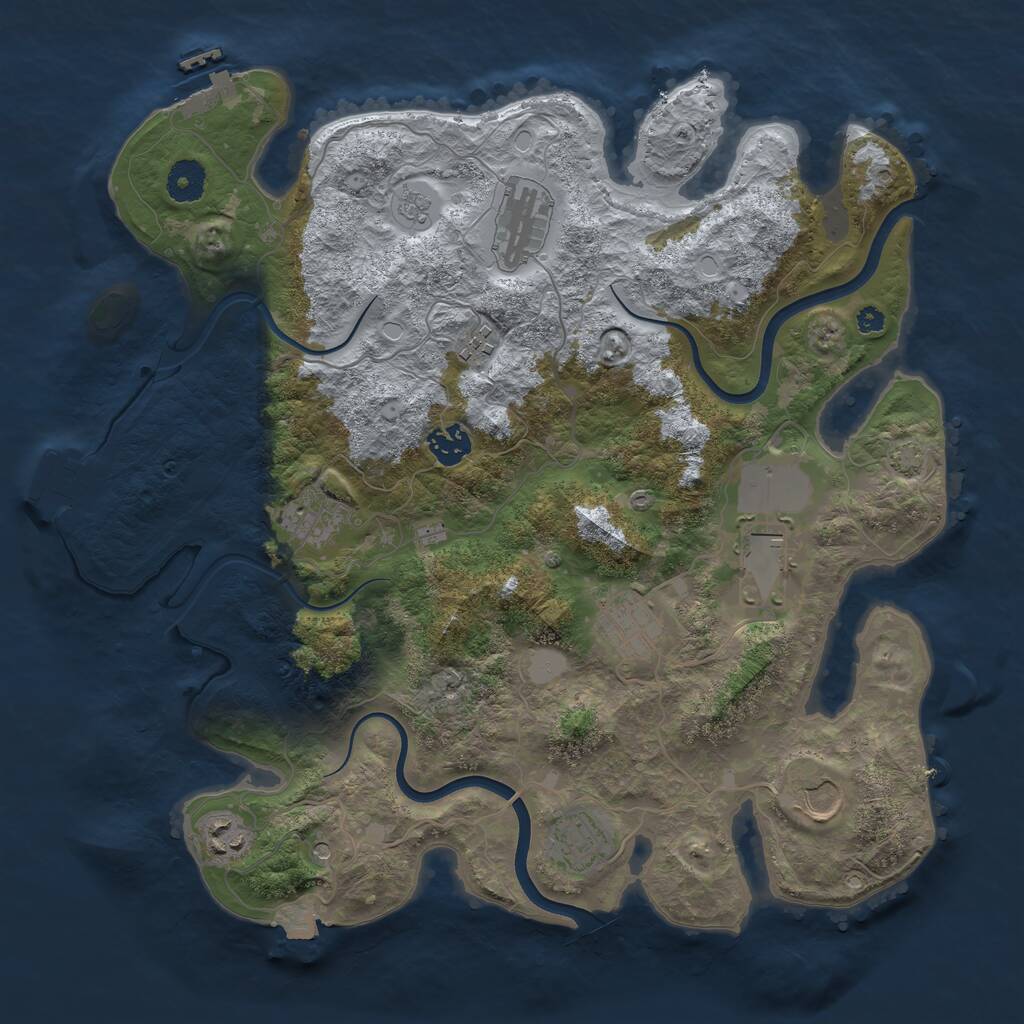 Rust Map: Procedural Map, Size: 3750, Seed: 198616215, 15 Monuments