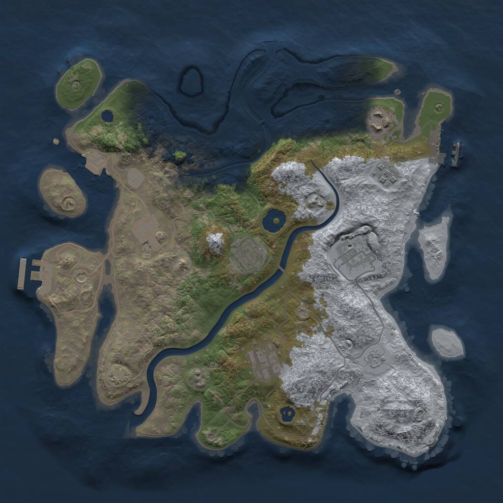 Rust Map: Procedural Map, Size: 3250, Seed: 941075563, 12 Monuments