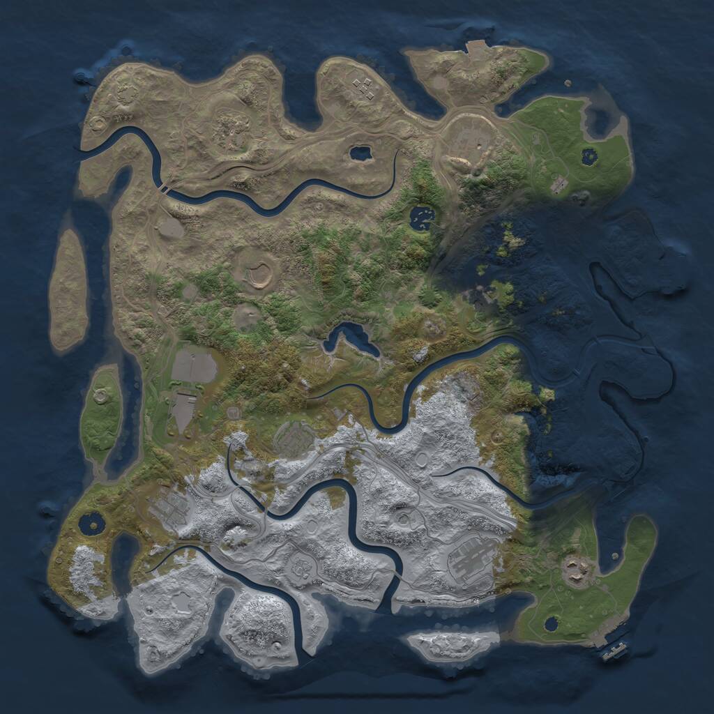 Rust Map: Procedural Map, Size: 4250, Seed: 499491582, 17 Monuments