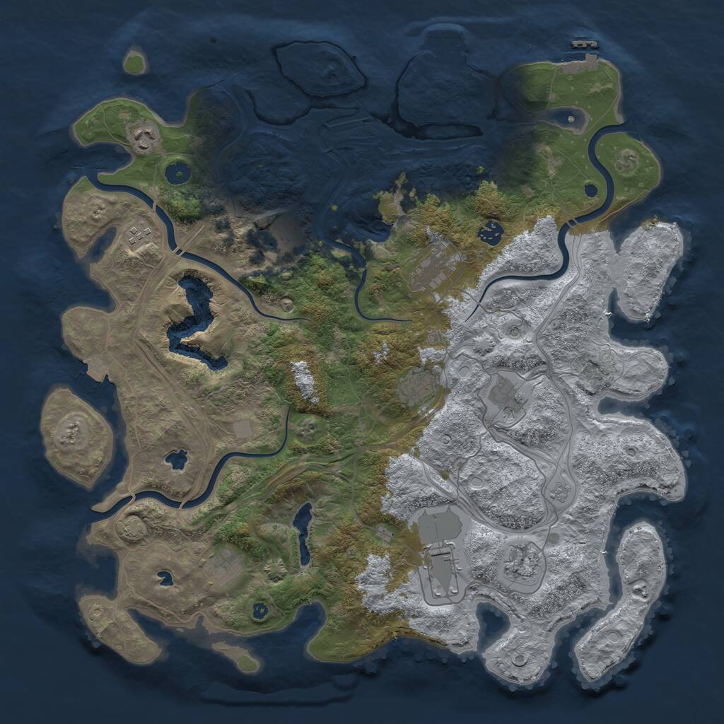 Rust Map: Procedural Map, Size: 4500, Seed: 32573919, 16 Monuments