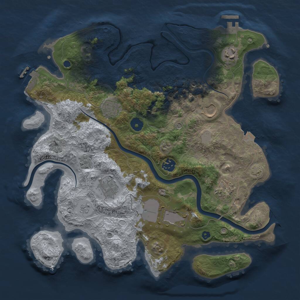 Rust Map: Procedural Map, Size: 3500, Seed: 1205681352, 14 Monuments