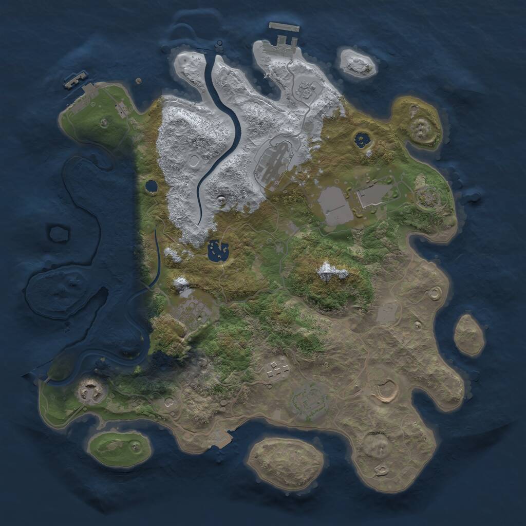 Rust Map: Procedural Map, Size: 3500, Seed: 5995946, 14 Monuments