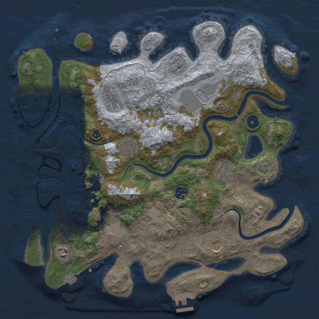 Rust Map: Procedural Map, Size: 3800, Seed: 1014950978, 14 Monuments