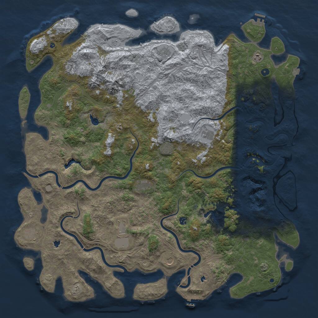 Rust Map: Procedural Map, Size: 6000, Seed: 2147482342, 17 Monuments
