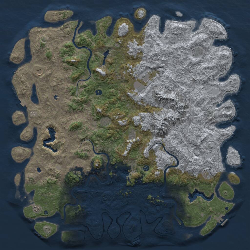 Rust Map: Procedural Map, Size: 6000, Seed: 51929, 17 Monuments