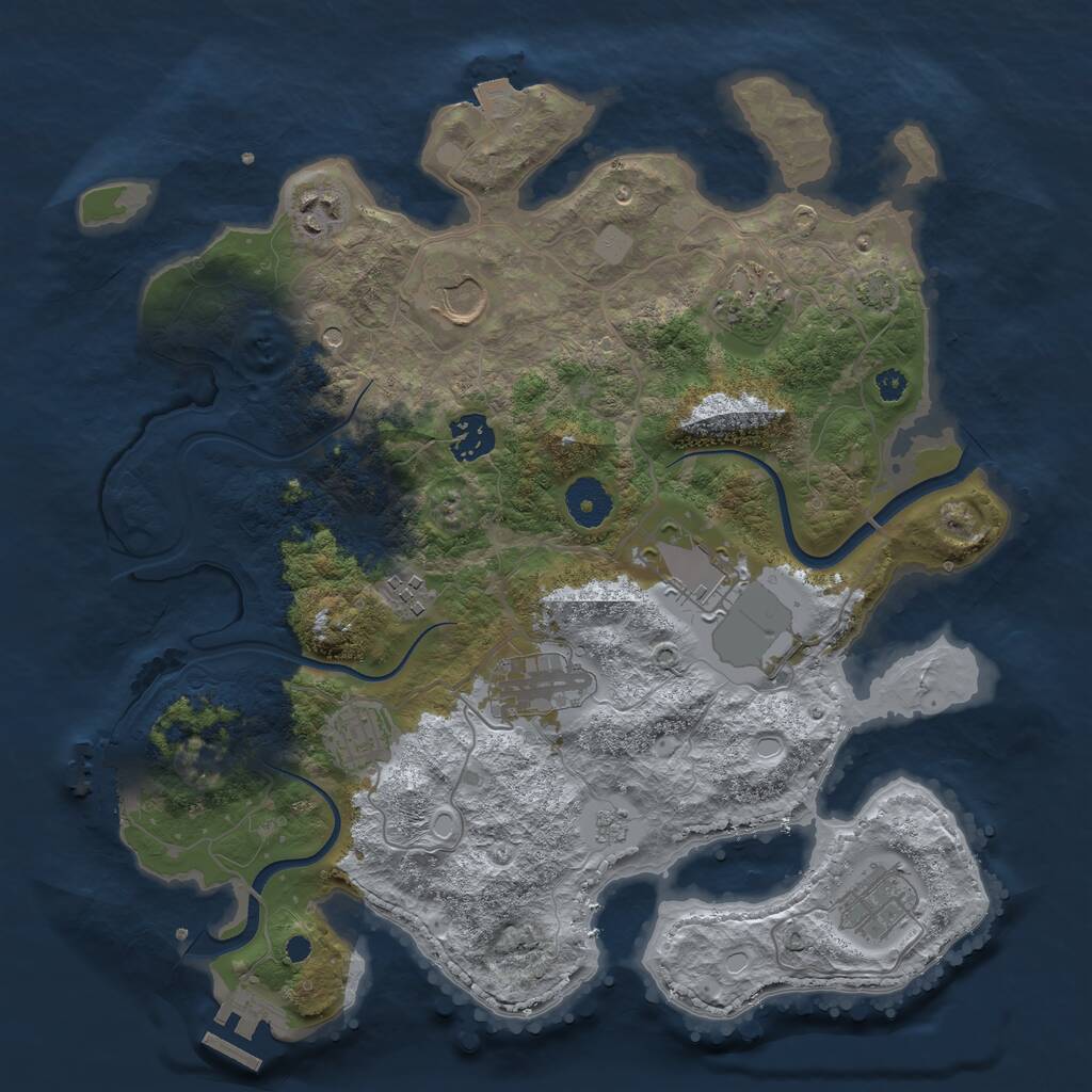 Rust Map: Procedural Map, Size: 3500, Seed: 986640450, 15 Monuments