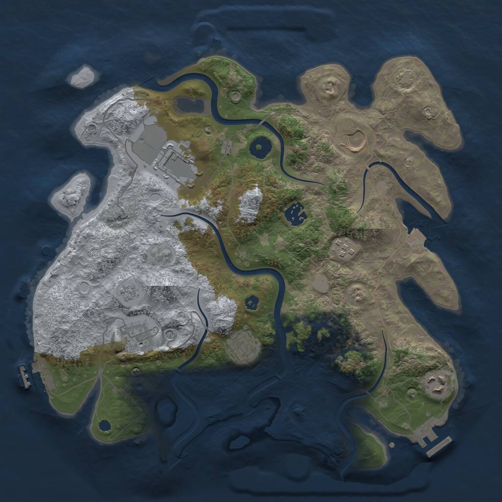 Rust Map: Procedural Map, Size: 3500, Seed: 575941962, 13 Monuments