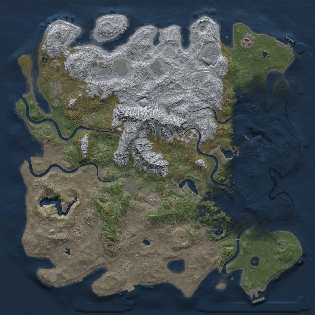 Rust Map: Procedural Map, Size: 5000, Seed: 281793, 16 Monuments