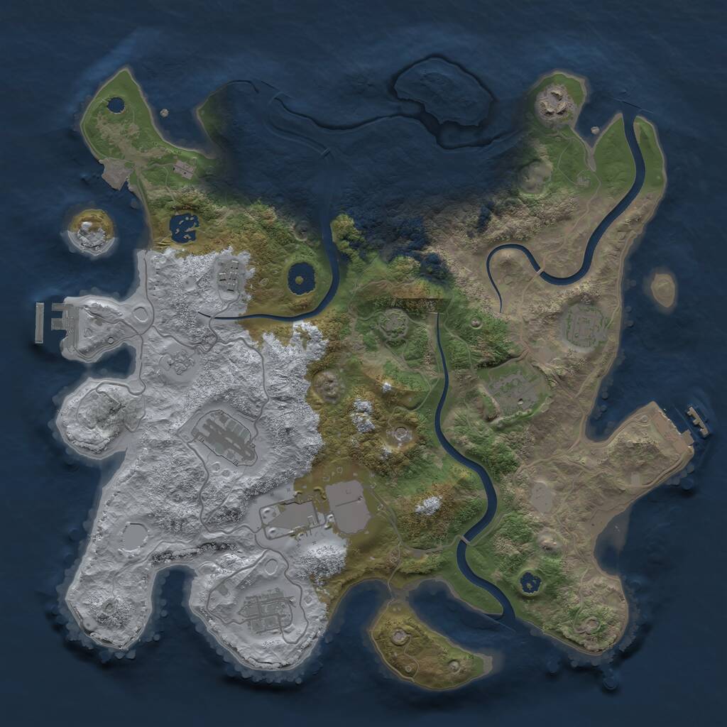 Rust Map: Procedural Map, Size: 3600, Seed: 82488350, 14 Monuments