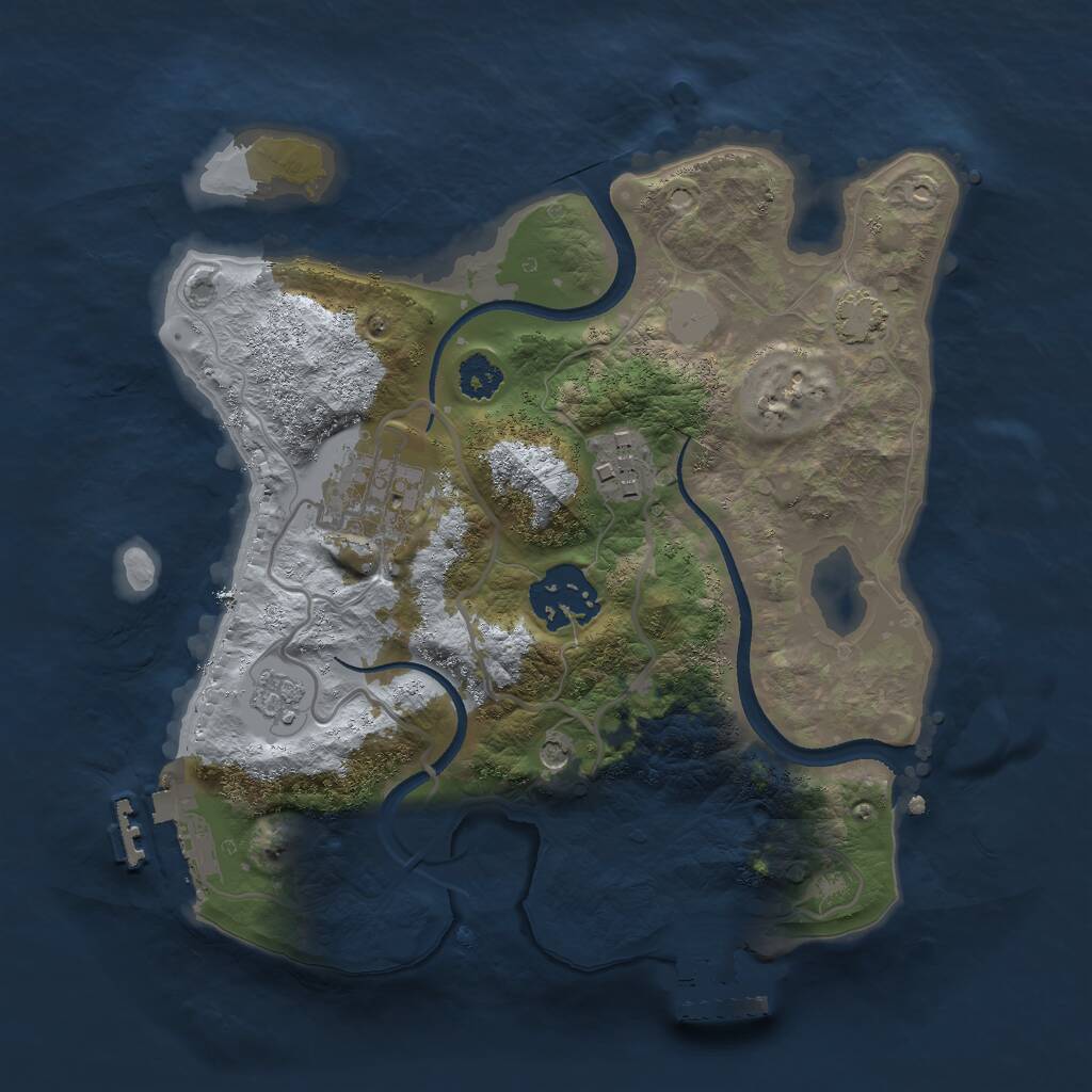 Rust Map: Procedural Map, Size: 2500, Seed: 2035734290, 9 Monuments