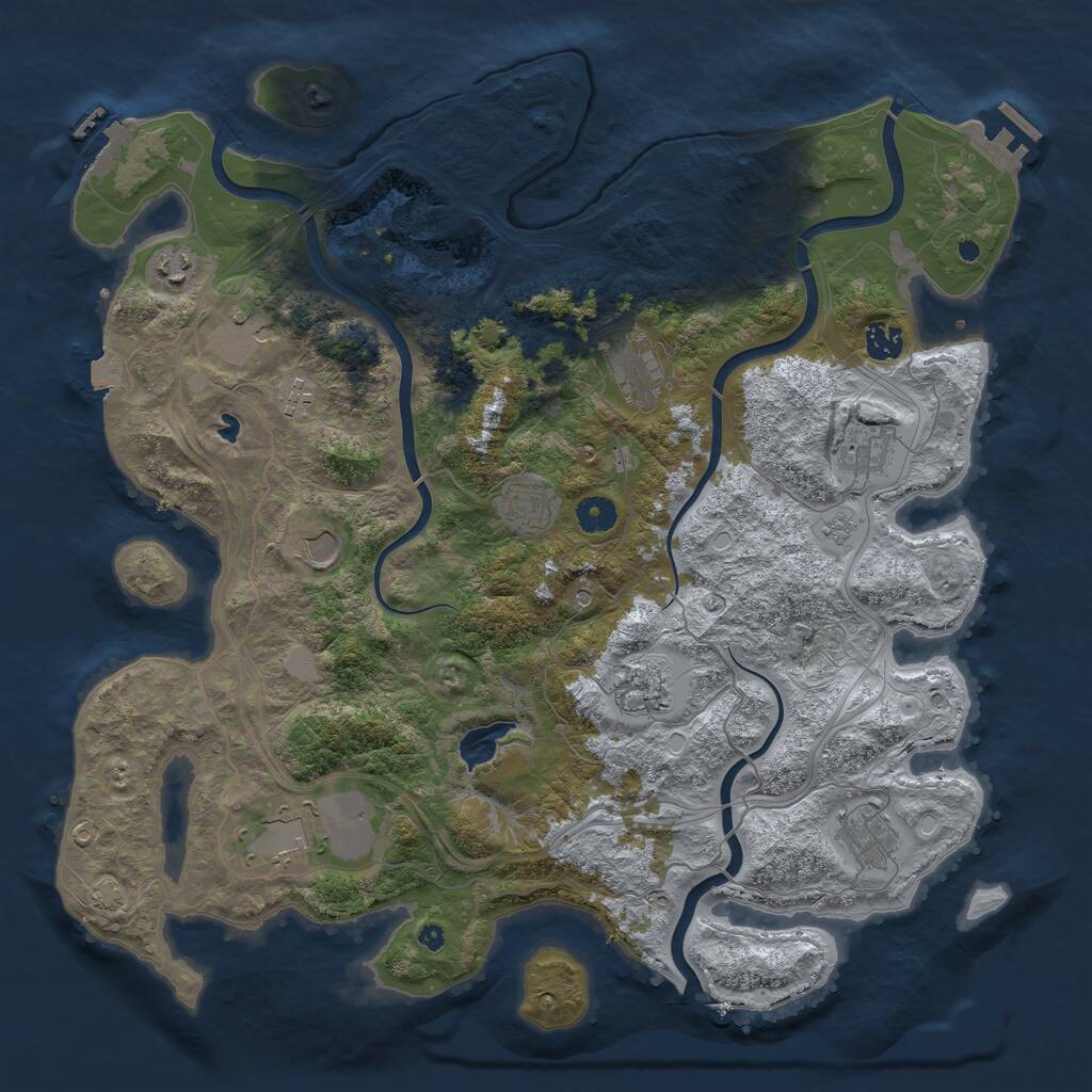 Rust Map: Procedural Map, Size: 4250, Seed: 1216916584, 17 Monuments