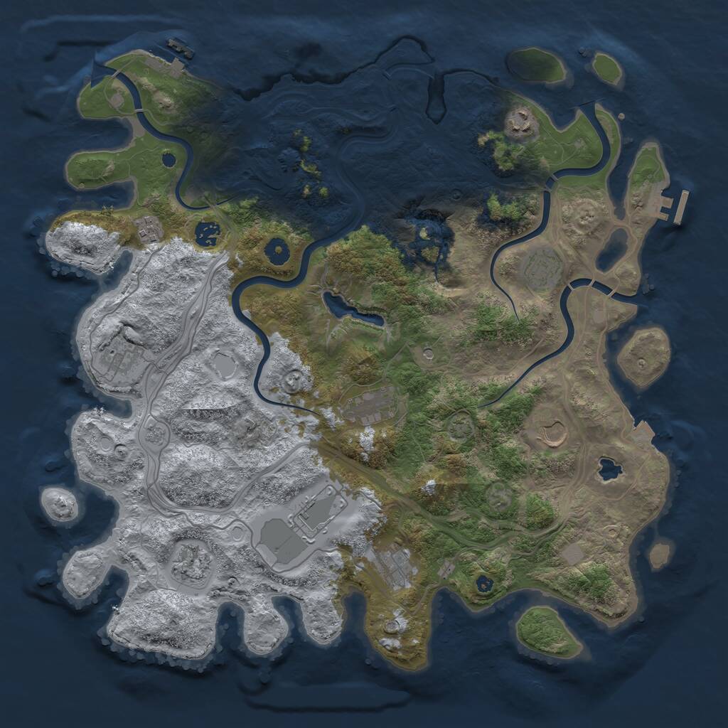 Rust Map: Procedural Map, Size: 4250, Seed: 2083863091, 16 Monuments