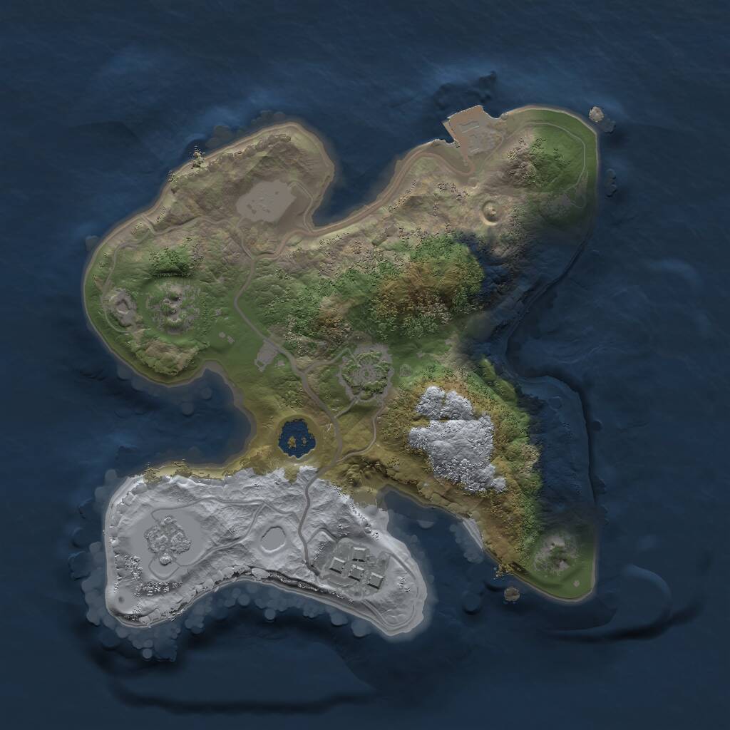 Rust Map: Procedural Map, Size: 2000, Seed: 349584, 4 Monuments