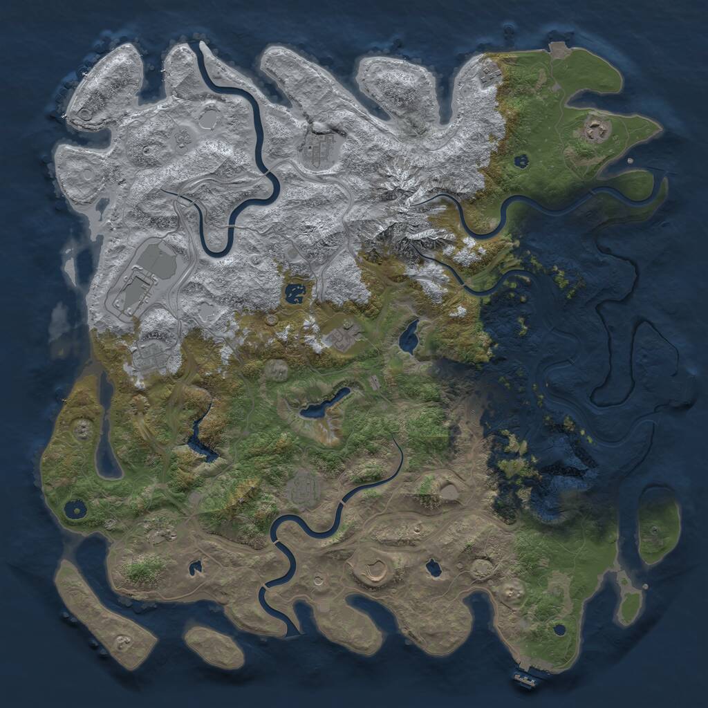 Rust Map: Procedural Map, Size: 5000, Seed: 878714, 17 Monuments