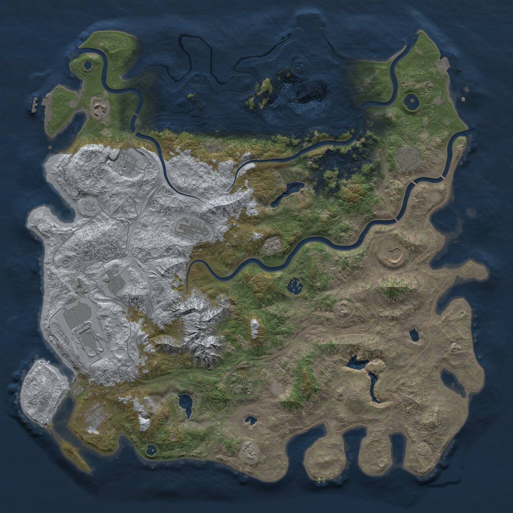 Rust Map: Procedural Map, Size: 5000, Seed: 726028944, 17 Monuments