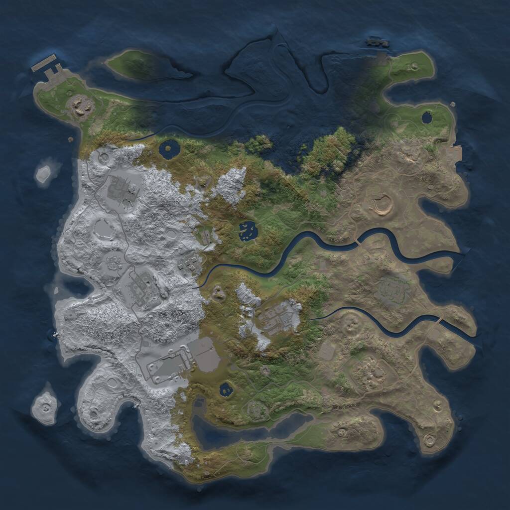 Rust Map: Procedural Map, Size: 3800, Seed: 711674868, 16 Monuments