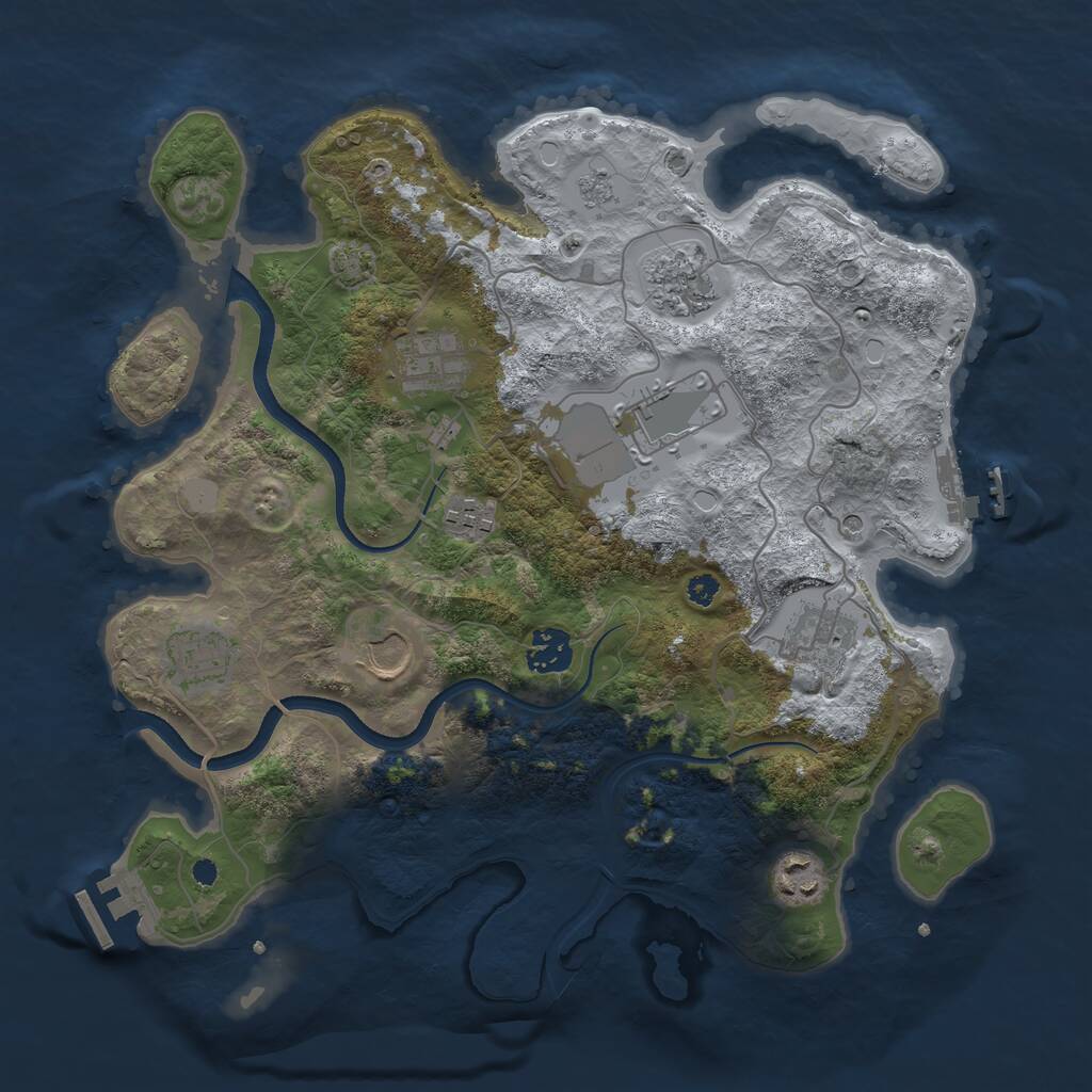 Rust Map: Procedural Map, Size: 3500, Seed: 1993290782, 15 Monuments