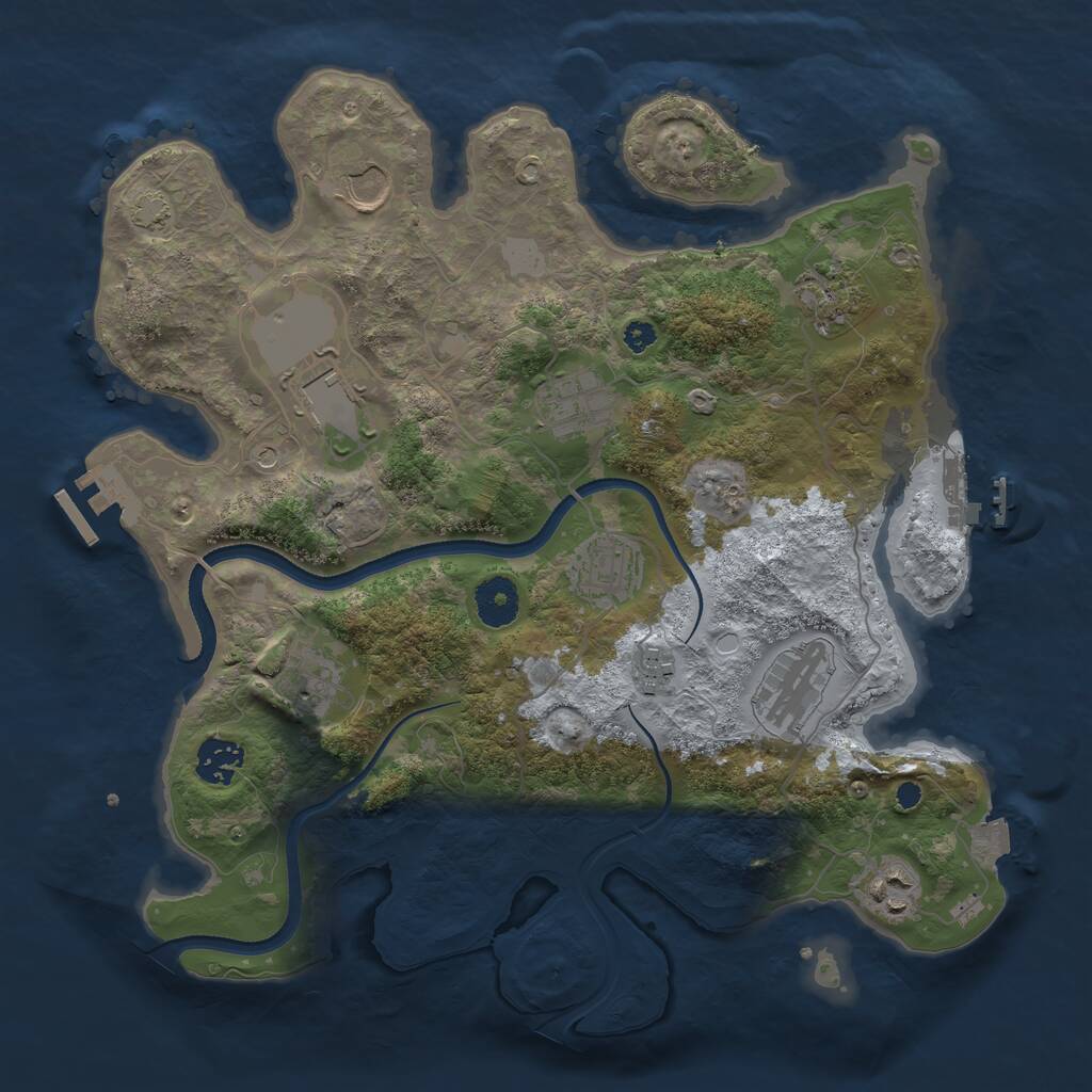 Rust Map: Procedural Map, Size: 3500, Seed: 2127306779, 15 Monuments