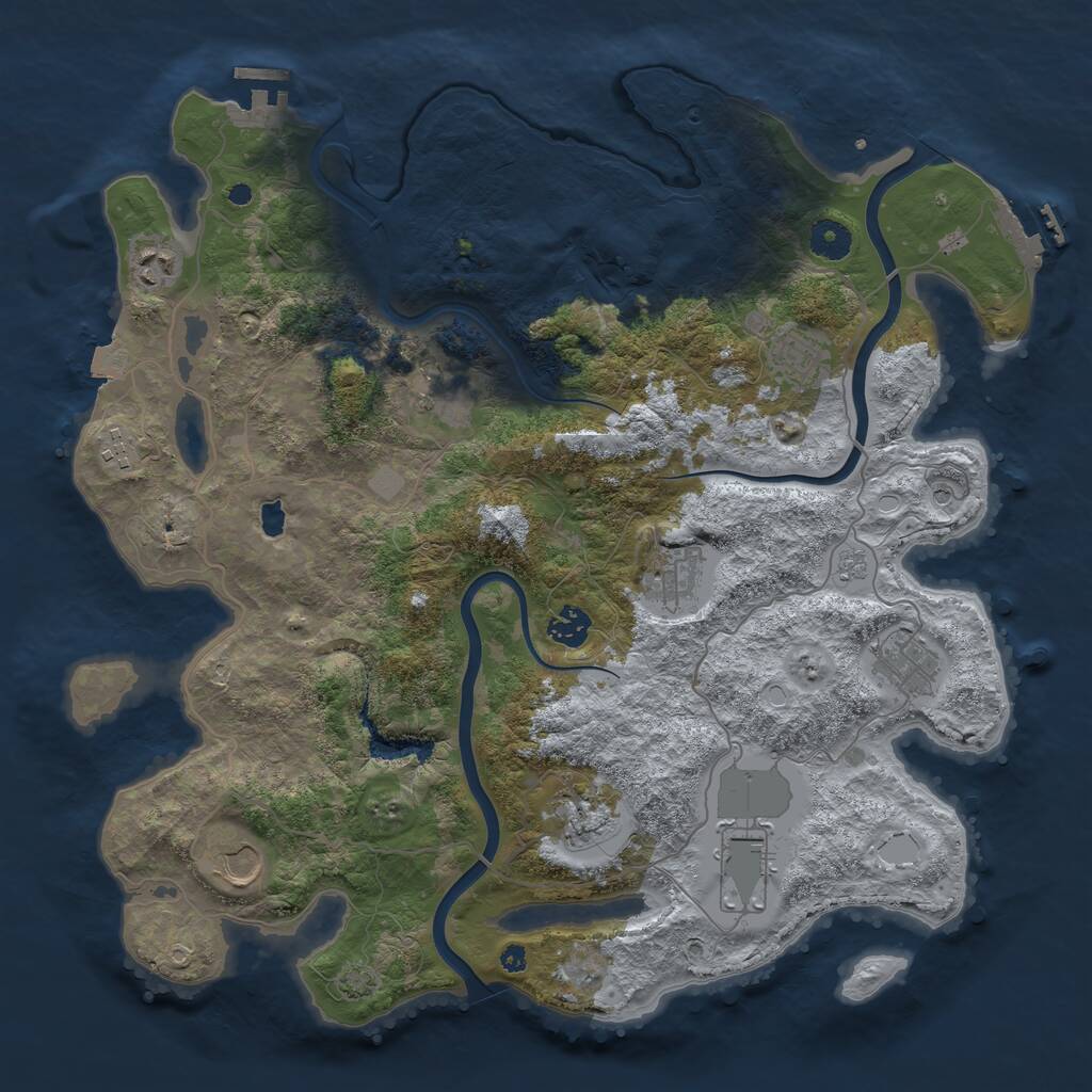Rust Map: Procedural Map, Size: 4000, Seed: 135245724, 16 Monuments