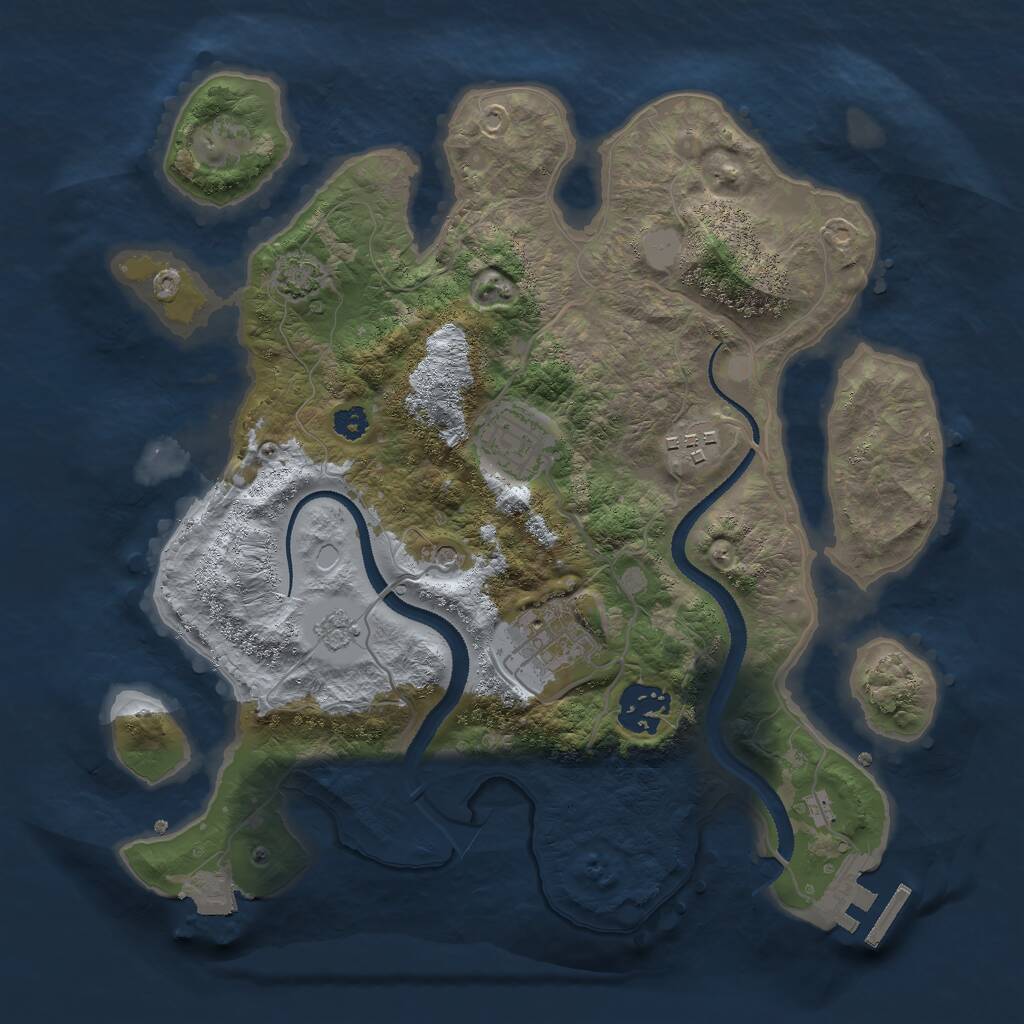Rust Map: Procedural Map, Size: 3000, Seed: 1982491958, 9 Monuments