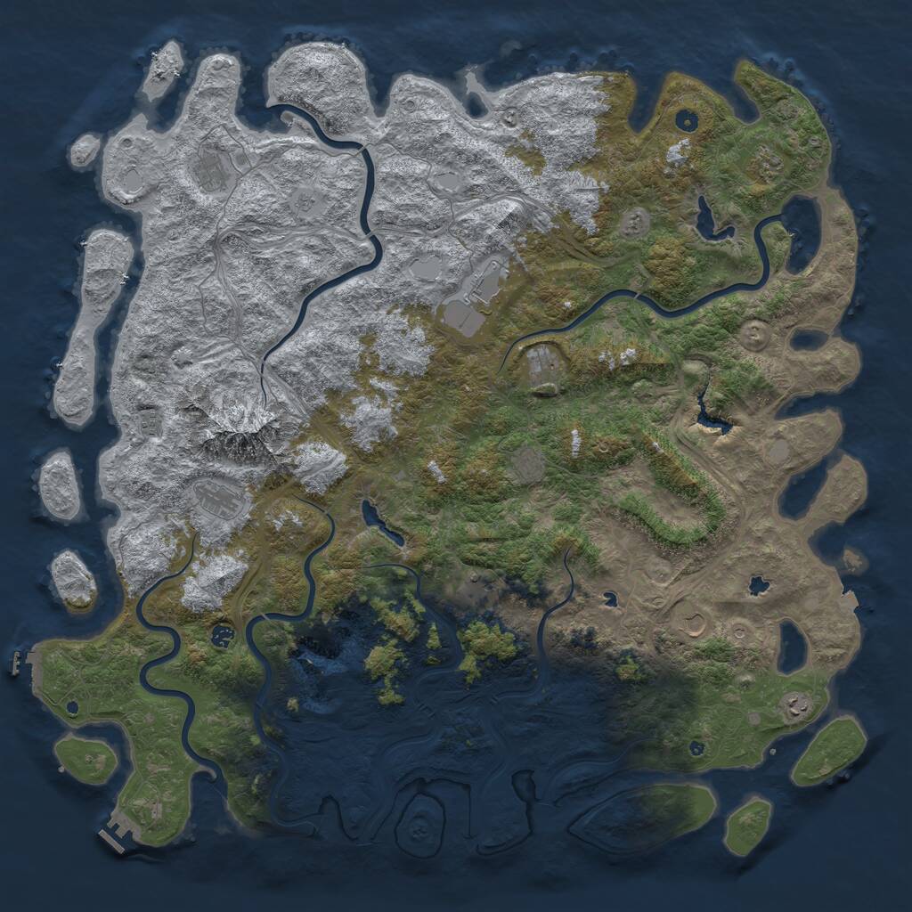 Rust Map: Procedural Map, Size: 6000, Seed: 527320376, 17 Monuments