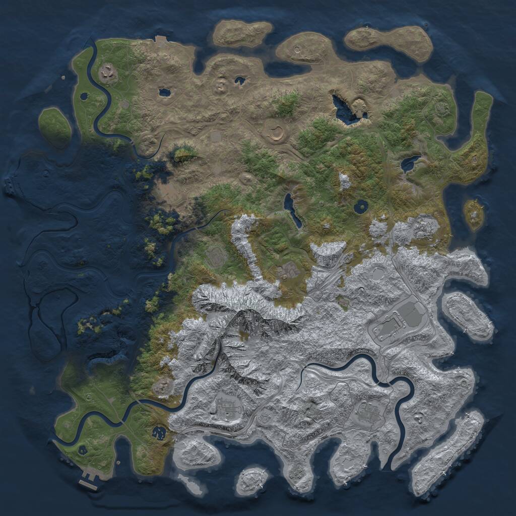 Rust Map: Procedural Map, Size: 5500, Seed: 176157915, 17 Monuments