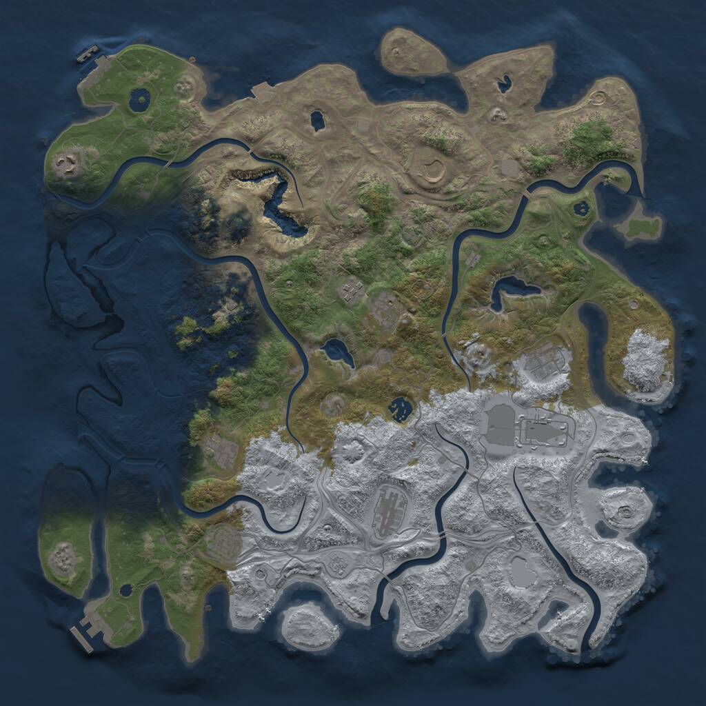 Rust Map: Procedural Map, Size: 4600, Seed: 1316326147, 16 Monuments
