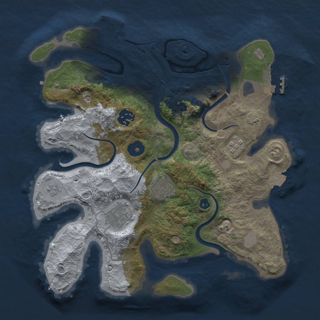 Rust Map: Procedural Map, Size: 3000, Seed: 1885276150, 10 Monuments