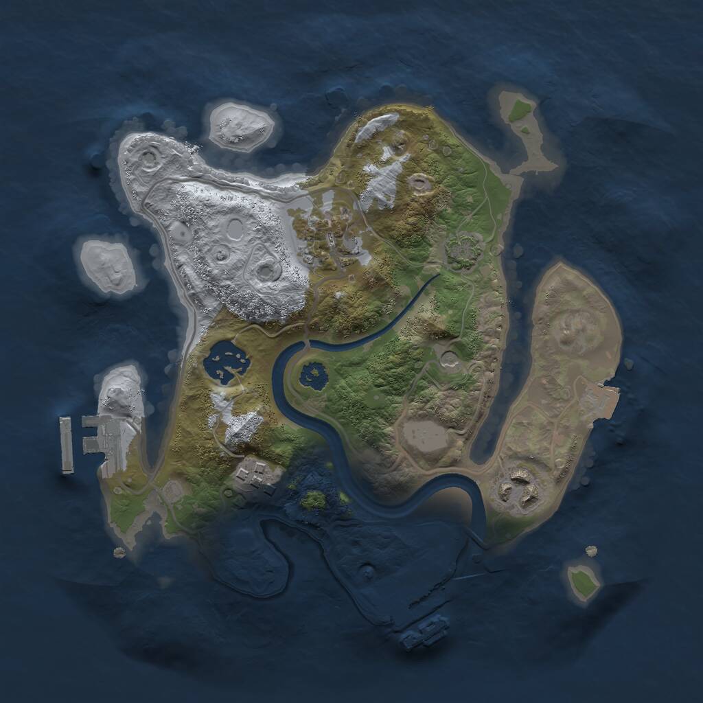 Rust Map: Procedural Map, Size: 2500, Seed: 1642035, 9 Monuments