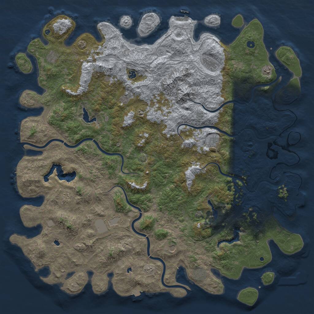 Rust Map: Procedural Map, Size: 6000, Seed: 5680, 17 Monuments